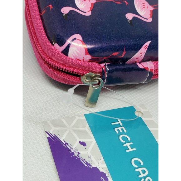 Blue Pink Pelican Graphics Zipper Inside Pouch Tech Earphone Earbuds Case - Picture 8 of 11